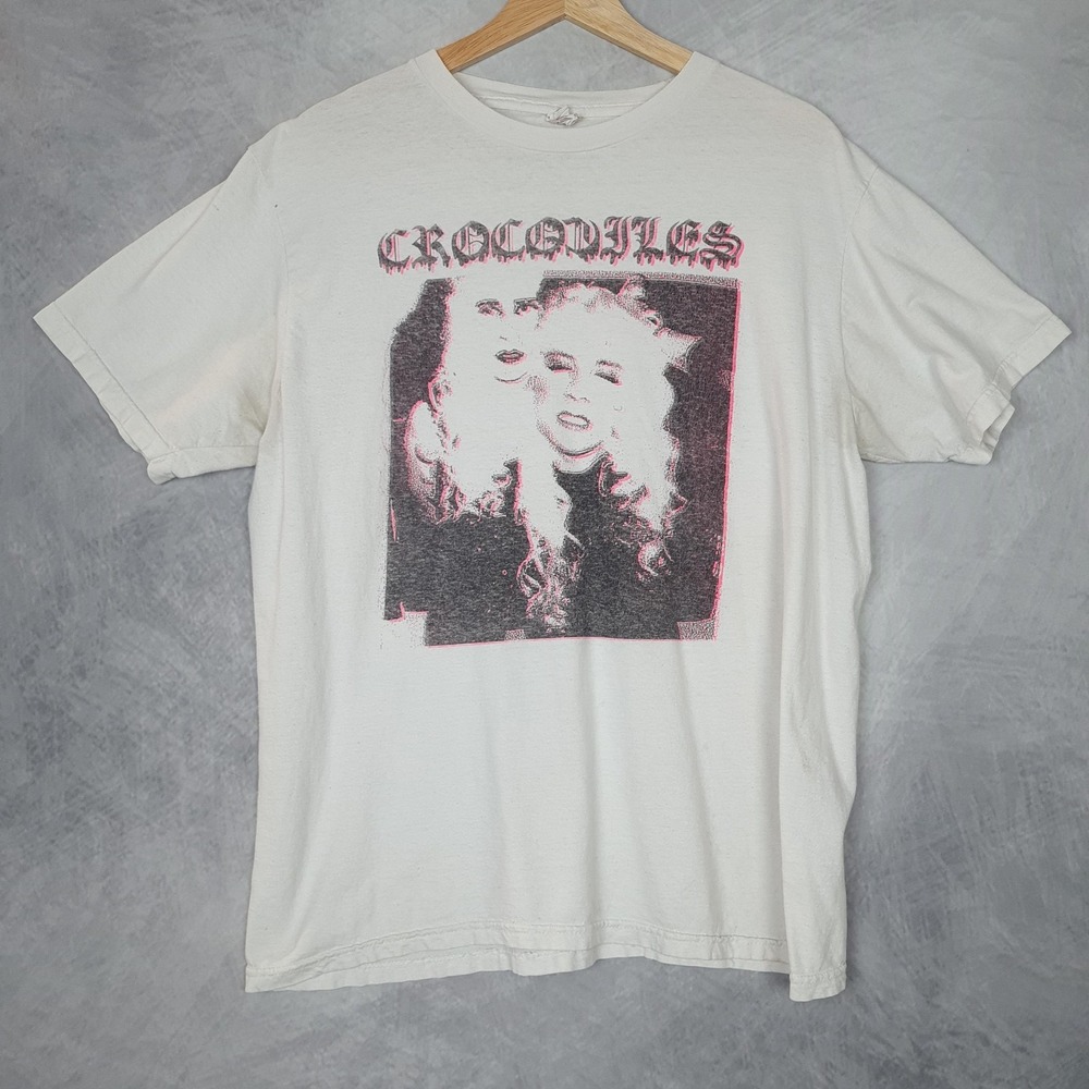 Crocodiles Shirt Mens XL White Indie Noise Pop Music Band Album Y2K Bay Island